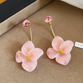 Resin Flower Drop Stud Earrings in Pink Blue and White view 6