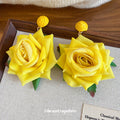 Dimensional Rose Flower Stud Earrings in Four Colors view 4