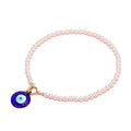 Faux Pearl Blue Evil Eye Pendant Necklace with Gold Tone Clasp view 5