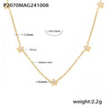 Five Star Zircon Station Necklace And Snake Chain Gold Steel view 6