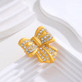 Gold Tone Ribbon Bow Crystal Metal Brooch Pin for Jackets and Lapels view 4
