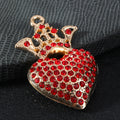 Rhinestone Crown Heart Charm Pendant Gold Tone Three Colors view 3