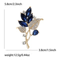 Navy Crystal Leaf Branch Brooch in Gold or Silver Tone view 7