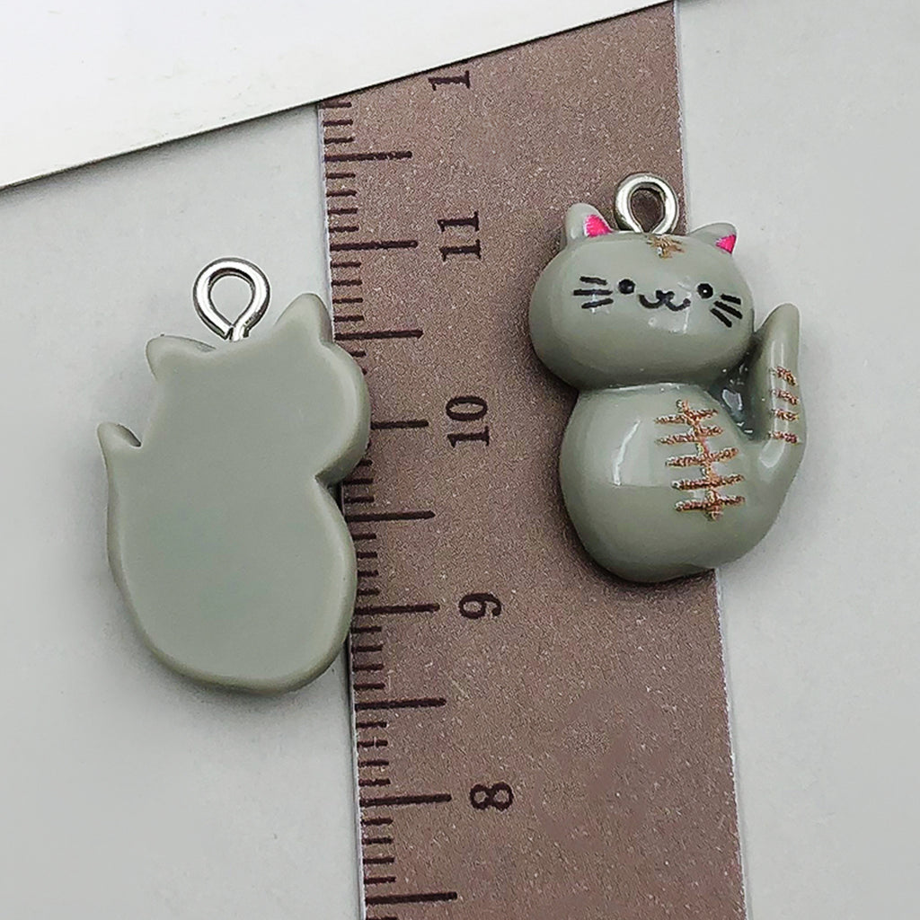 Cartoon Resin Cat Charm Pendant Jewelry Findings for Earrings Necklace Keychain DIY