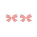 Pink Ribbon Bow Glossy Delicate Small Stud Earrings view 6