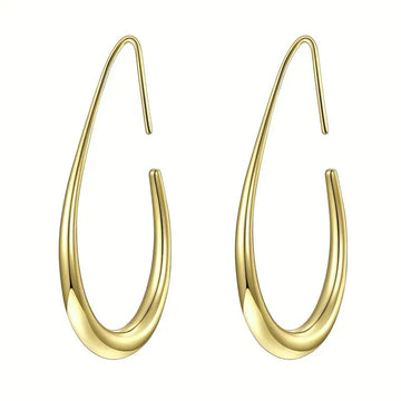 Teardrop Open Hoop Drop Earrings Four Metal Colors
