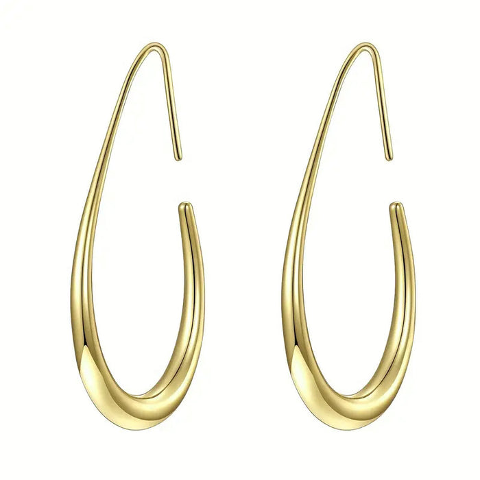 Teardrop Open Hoop Drop Earrings Four Metal Colors