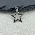 Silver-Tone Star Charm Pendant Open Solid Styles Two Sizes view 6