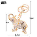 Rhinestone Flower Elephant Keychain Enamel Metal Bag Charm view 3