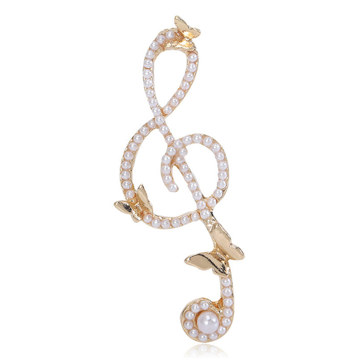 Pearl Treble Clef Brooch Butterflies Gold or Silver Tone