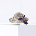 Rhinestone Hat Brooch Enamel Bow Blue or Red Gold Tone view 4