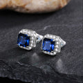 Rectangular Halo Stud Earrings In Three Sizes And Three Colors view 11