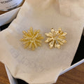 Radiating Textured Flower Clip On Earrings In Two Tones view 7
