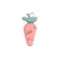 Pink Carrot Enamel Charm with Green Leaf Detail and Gold Tone Edge view 3