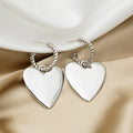 Gold Heart Pendant Drop Earrings Twisted Rope Hoop Posts view 4