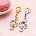Rhinestone Treble Clef Charm Lobster Clasp Silver Gold view 3