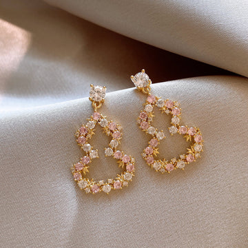 Gold Tone Multicolor Crystal Double Gourd Drop Earrings