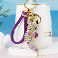 Jeweled Striped Fox Keychain in Red, Blue and Purple view 3