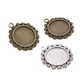 Leafy Oval Pendant Bezel Settings in Two Antique Finishes view 5
