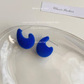 Royal Blue Flocked Crescent Hoop Stud Earrings Pair view 1