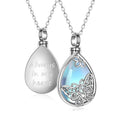 Silver Teardrop Butterfly Moonstone Urn Pendant Necklace view 2