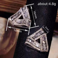 Silver Tone Open Triangle Crystal Geometric Stud Earrings view 4