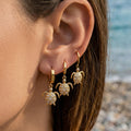 Turtle Charm Dangle Hoop Earrings Clear Crystal Shell view 1