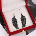 Gold Black Rose Gold and Silver Open Feather Hook Earrings view 2