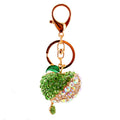 Rhinestone Apple Metal Keychain With Split Ring And Lobster Clasp view 5