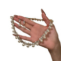 Silver Pearl Rhombus Crystal Necklace Drop Earring Pieces view 5