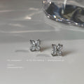 Silver Mini Four Leaf Clover Clear CZ Stud Earrings view 3