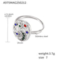 Open Band Moon Star Eye Ring With Zircon Stone Accents view 10