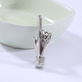 Polished I Love You Hand Sign Brooch In Gold And Silver Tones view 7