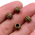 Textured Large Hole Spacer Beads in Antique Silver and Gold Tones view 4