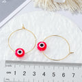 Gold Thin Hoop Evil Eye Acrylic Bead Earrings Nine Colors view 3