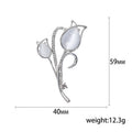 Cat Eye Tulip Brooch in Detailed Metal and Crystal Design view 5