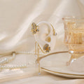 Gold Butterfly Flower Ear Cuff with Rhinestone Chain Tassels view 6