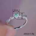 Silver Tone Green Heart Halo Clear Accent Ring Sizes 6-10 view 4