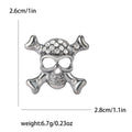 Skull Crossbones Rhinestone Brooch Black Silver Punk Pin view 5