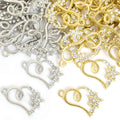 Crystal-Accented Gold Silver Heart Alloy Dangle Charms in 2 Styles view 4