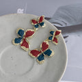 Colorful Enamel Look Bow Cascade Gold Tone Long Stud Earrings view 3
