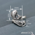 Antique Silver Open Adjustable Koi Fish Wave Ring Metal view 4