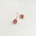 Rose Gold Amber Cube Cage Mini Stud Earrings Geometric view 4
