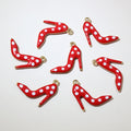 Colorful Polka Dot High Heel Shoe Enamel Charms for Jewelry Making view 4
