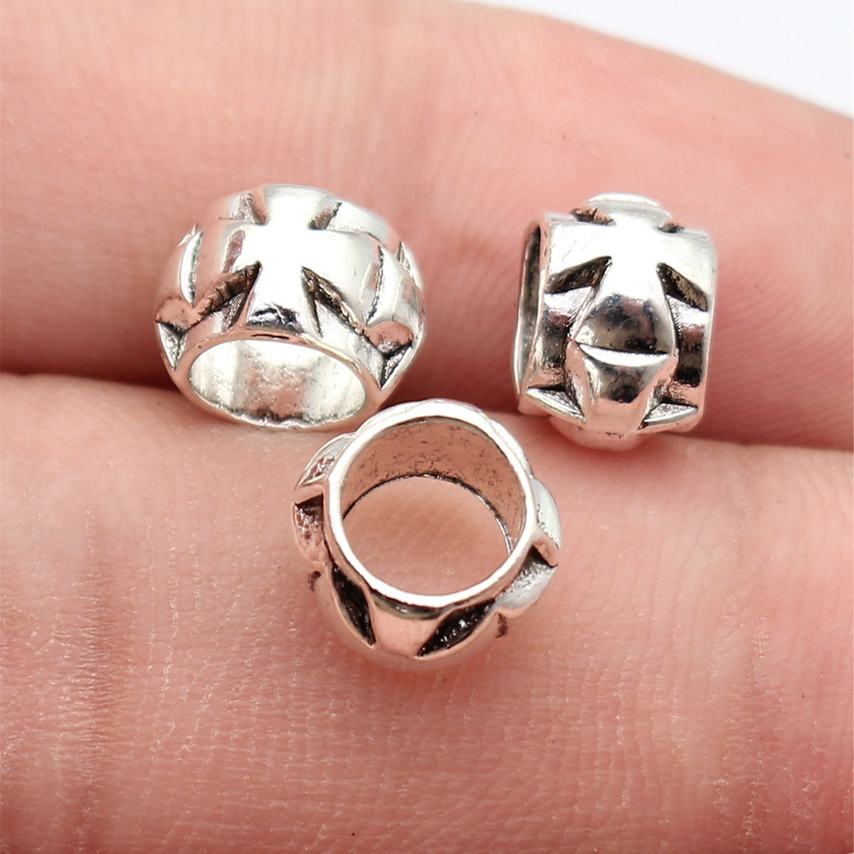 9x9x6.7mm 1g Multicolor Zinc Alloy Cross Large Hole Beads for Bracelet Necklace Jewelry Making