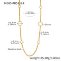 Gold Stainless Steel Long Chain Necklace With Zircon Circles view 6