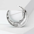 Crescent Moon Face Rhinestone Brooch Black Or Teal Pavé view 3