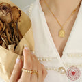 Gold Arched Madonna and Child Relief Pendant Necklace view 3