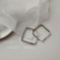 Silver Tone Large Square Geometric Hoop Earrings For Women view 4