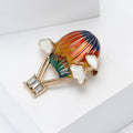 Enamel Rainbow Air Balloon Brooch Clouds Rhinestone Basket view 2